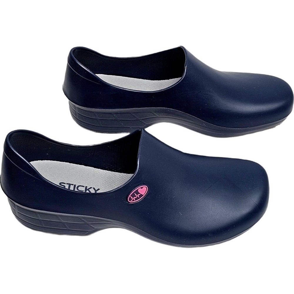 Sticky Shoes Clogs Slip Resistant Navy Blue Work New Boho Chic Trendy Cute - Picture 4 of 11